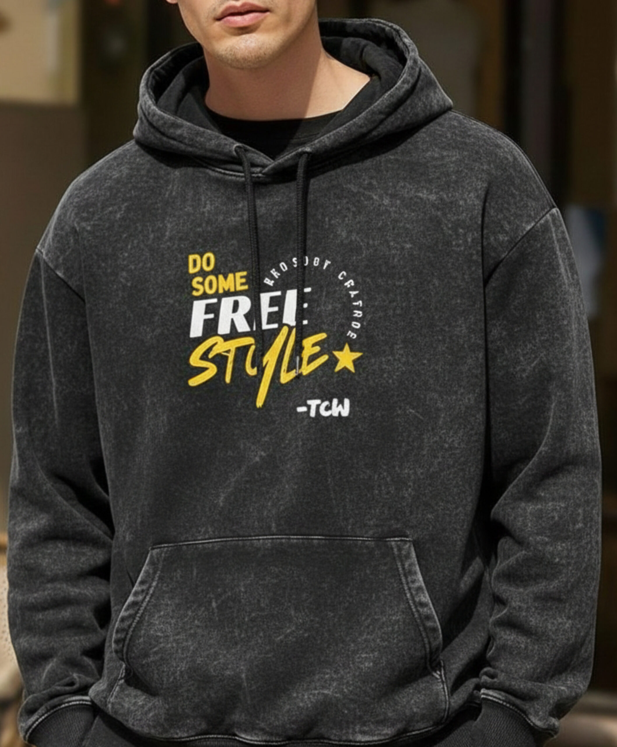 Men's Free Style Acid Washed Hoodie for all-day comfort