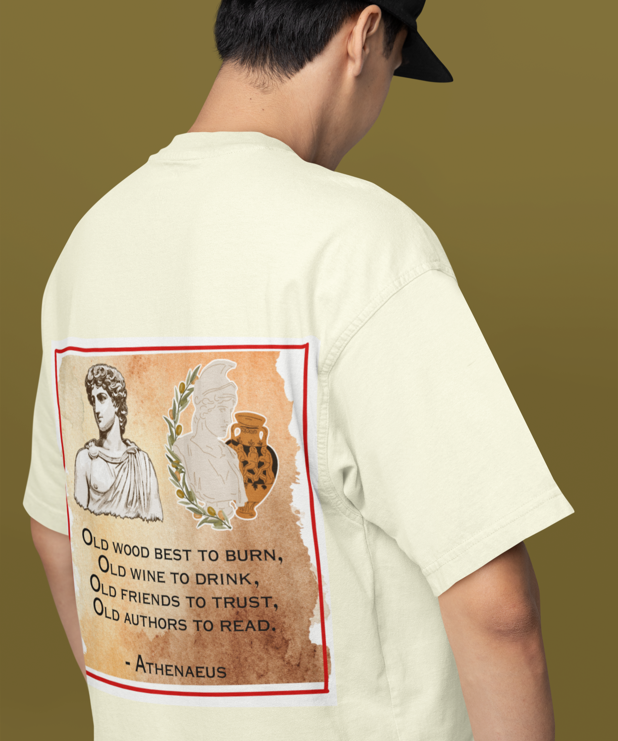 Athenaeus Quotes Back Printed Terry Oversized Tee for all-day comfort - Image 12