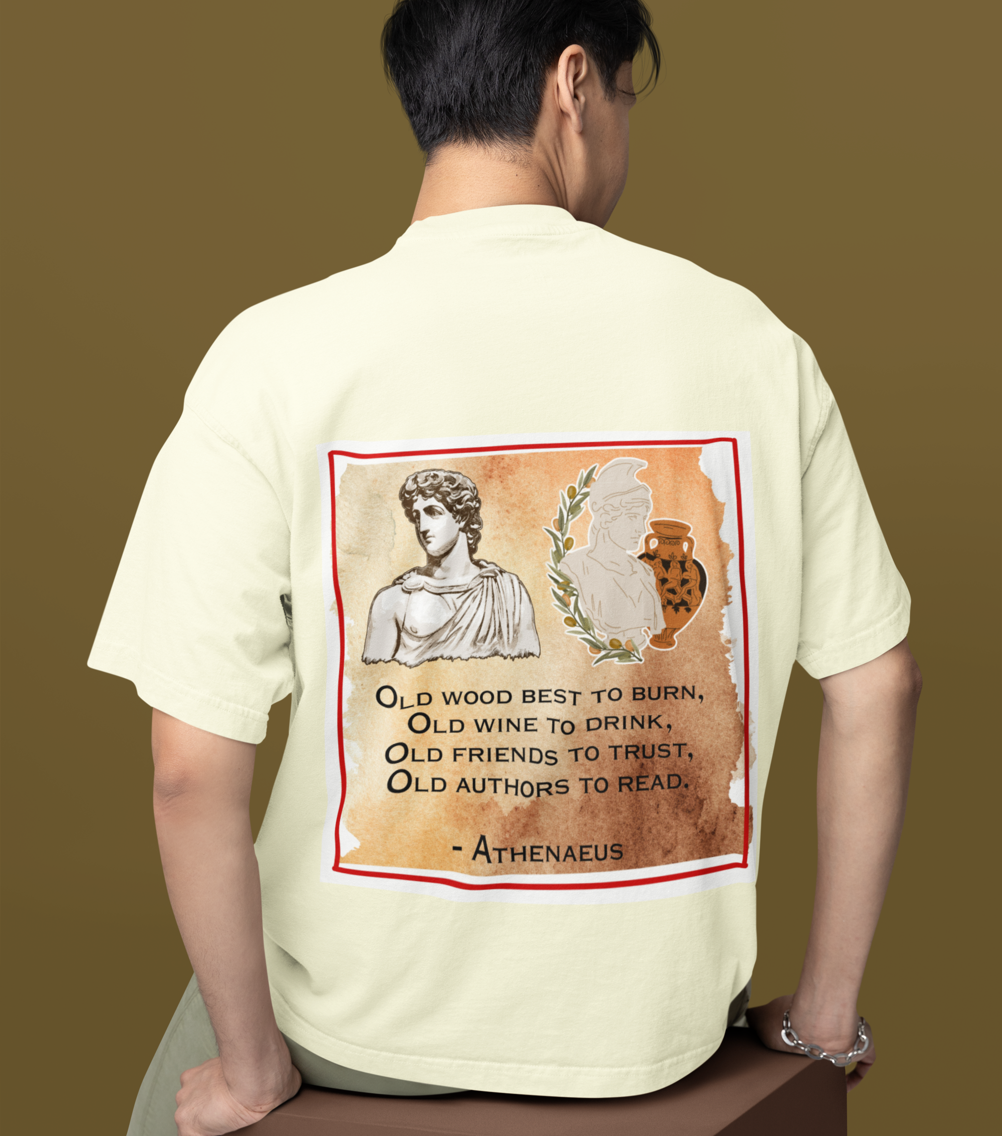 Athenaeus Quotes Back Printed Terry Oversized Tee for all-day comfort - Image 11