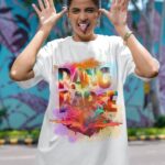 Holi Special White French Terry T-shirt for Unisex with all-day comfort