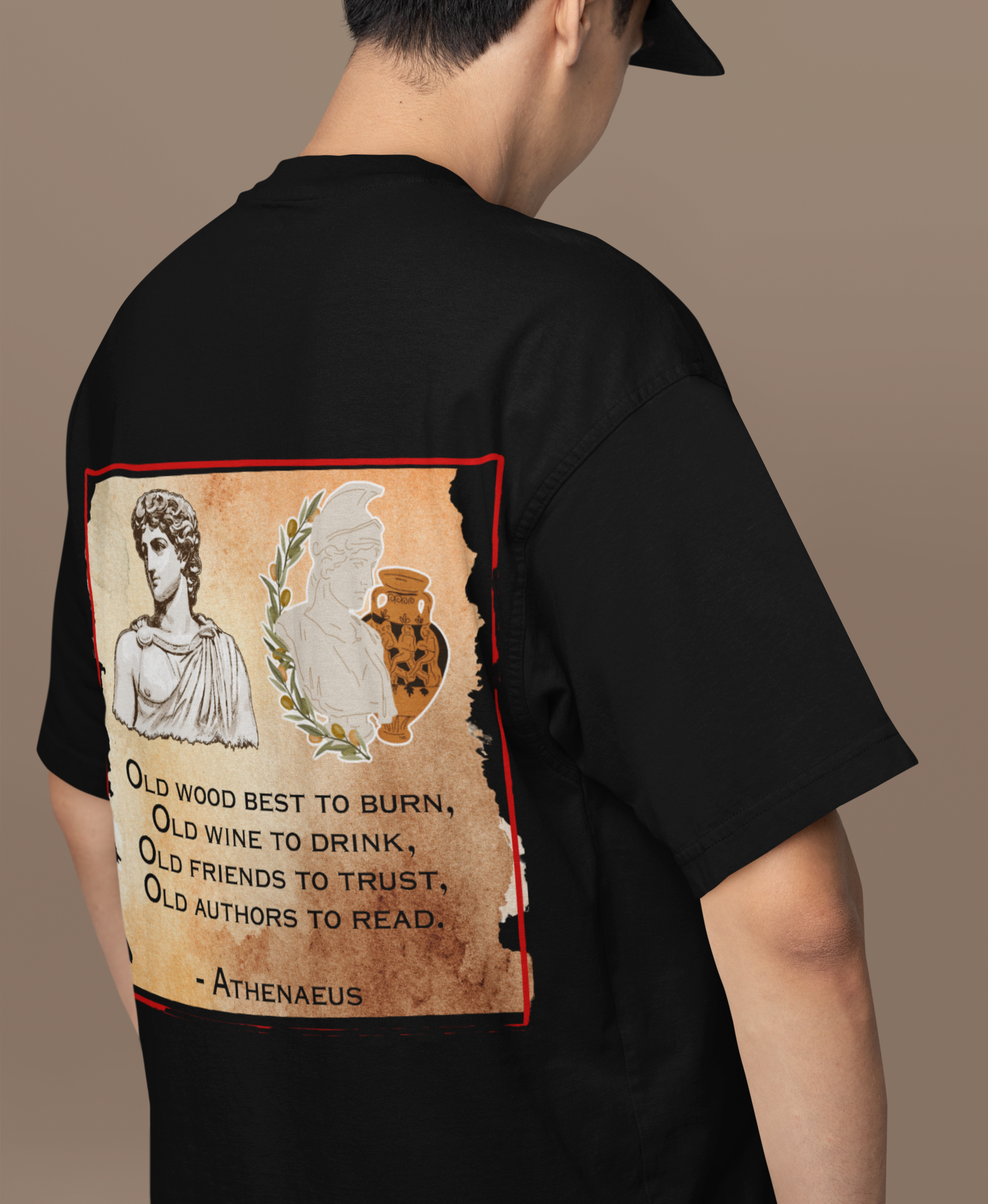 Athenaeus Quotes Back Printed Terry Oversized Tee for all-day comfort - Image 2