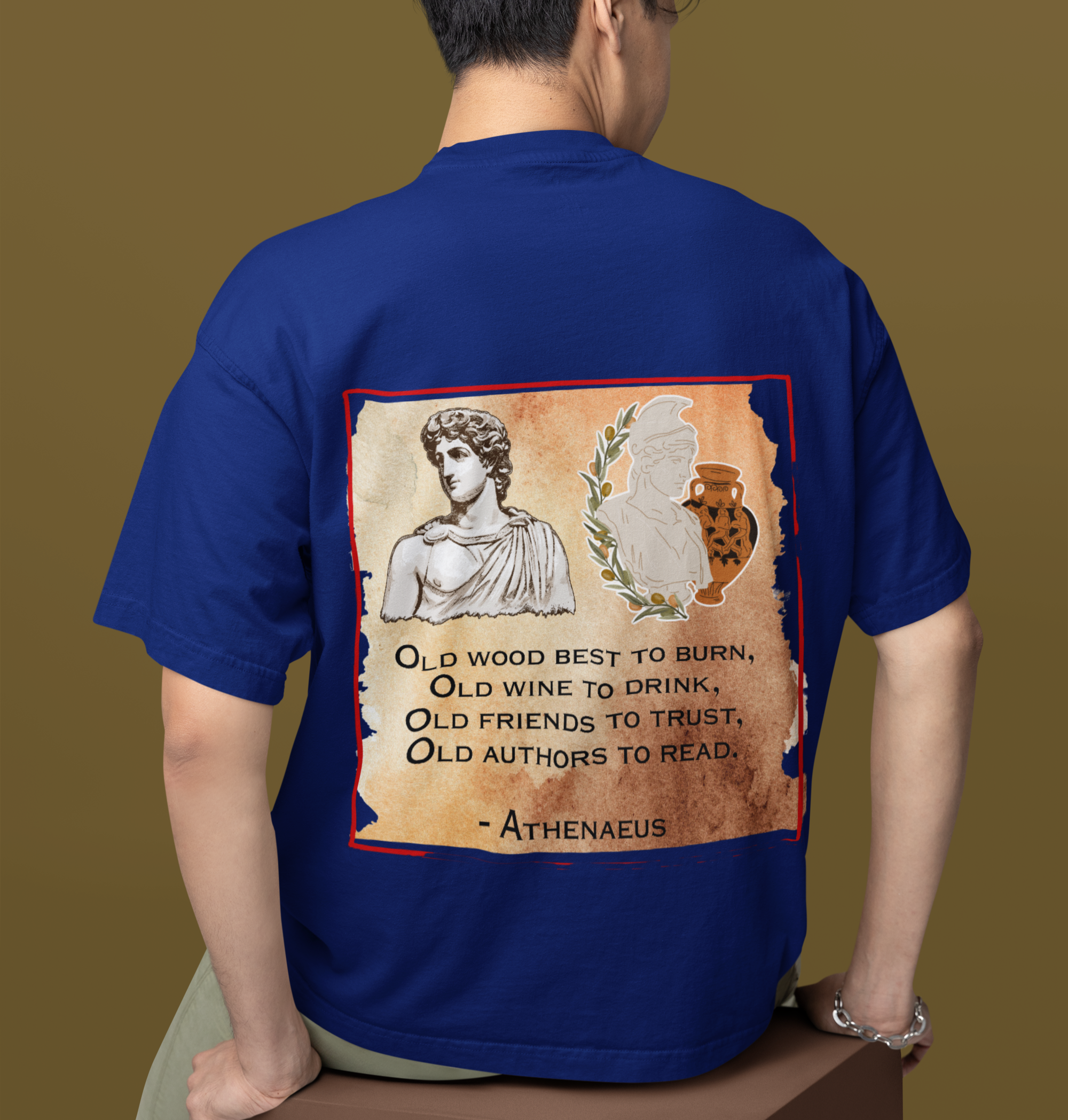 Athenaeus Quotes Back Printed Terry Oversized Tee for all-day comfort - Image 3