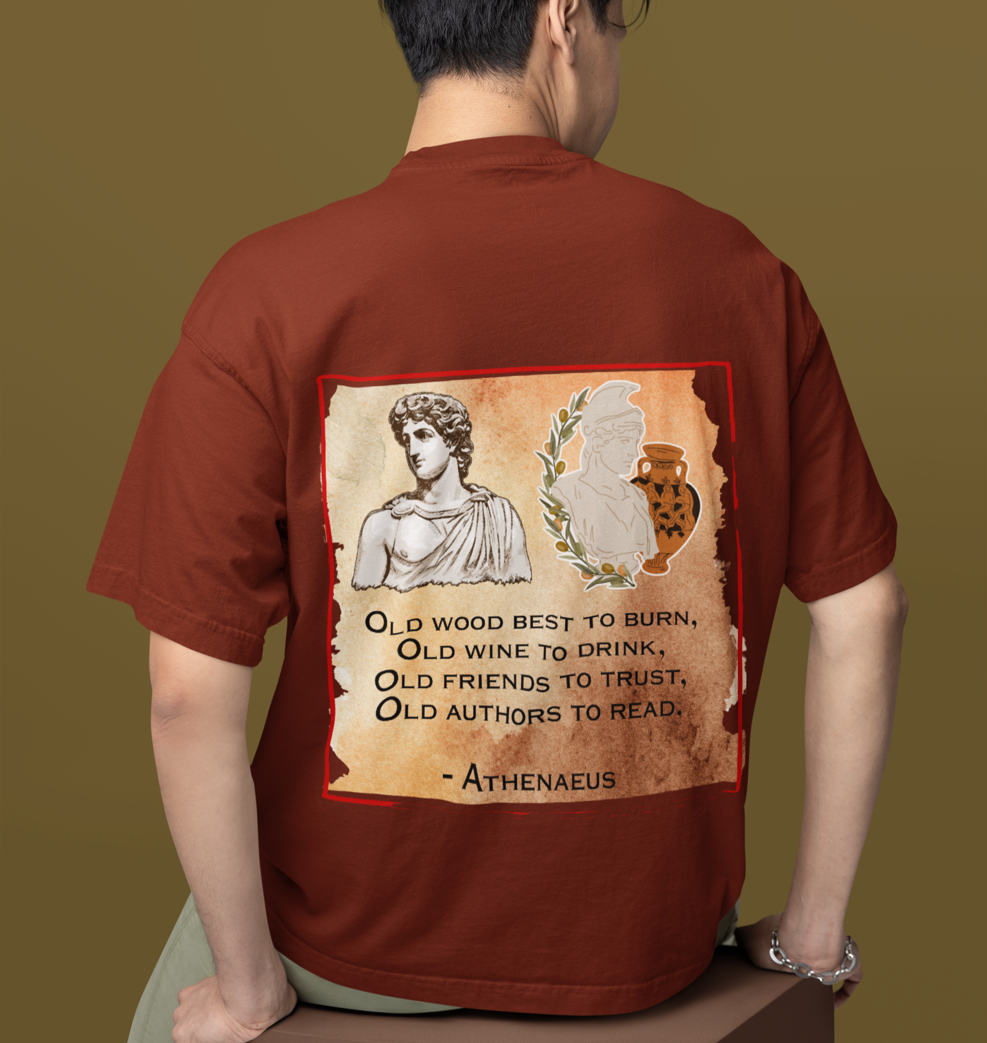 Athenaeus Quotes Back Printed Terry Oversized Tee for all-day comfort - Image 5