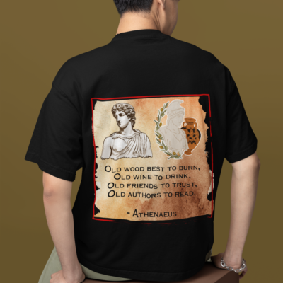 Athenaeus Quotes Back Printed Terry Oversized Tee for all-day comfort