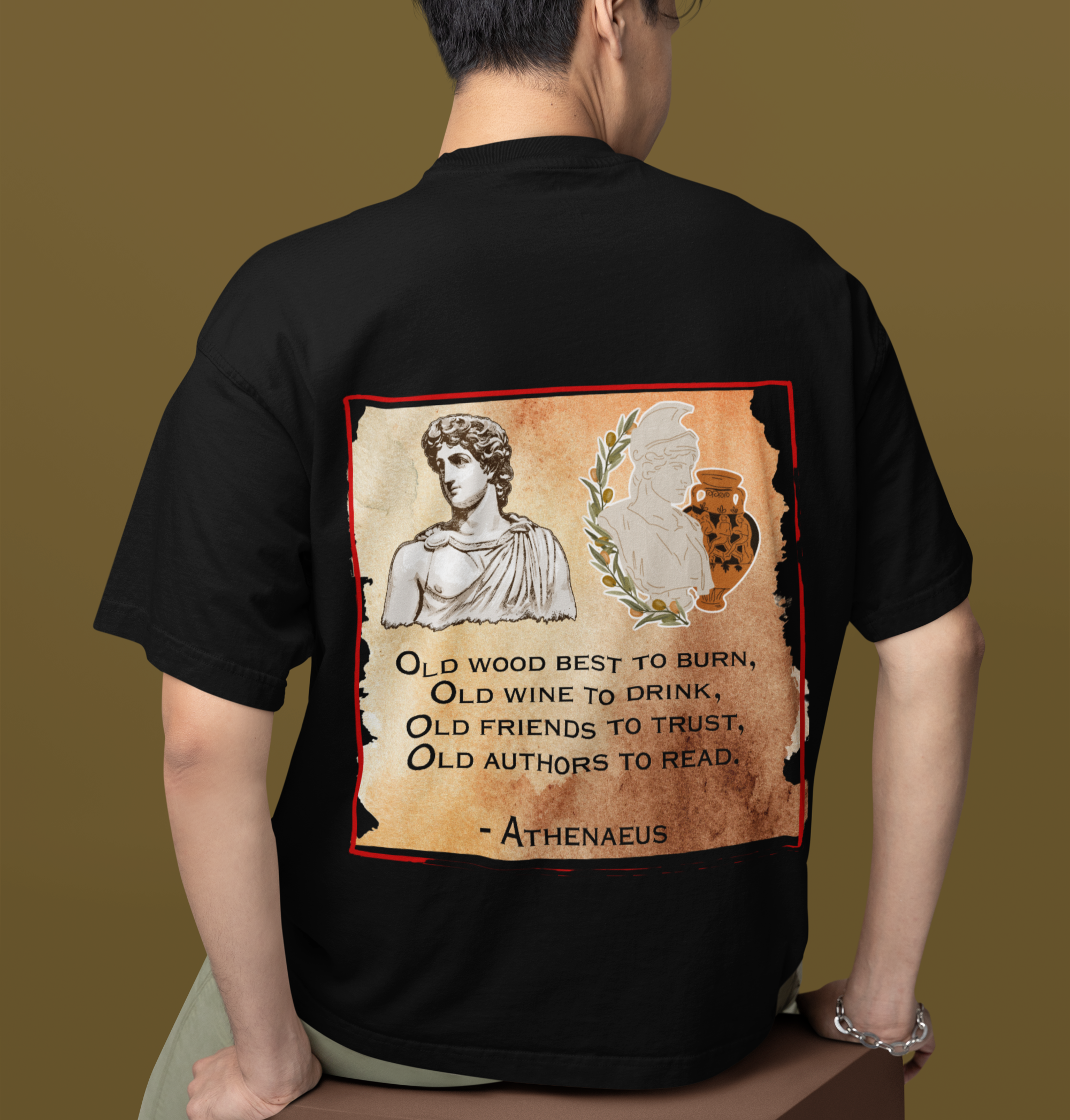 Athenaeus Quotes Back Printed Terry Oversized Tee for all-day comfort