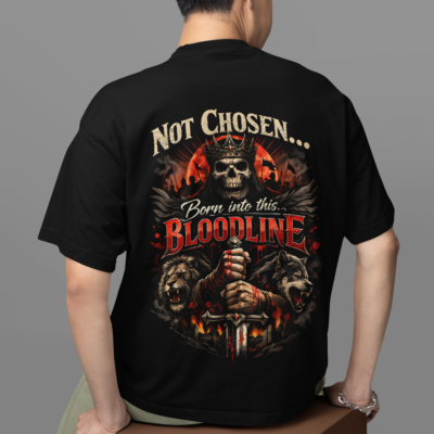 Men's Bloodline Designed Oversized Terry T-shirt For All-day Comfort