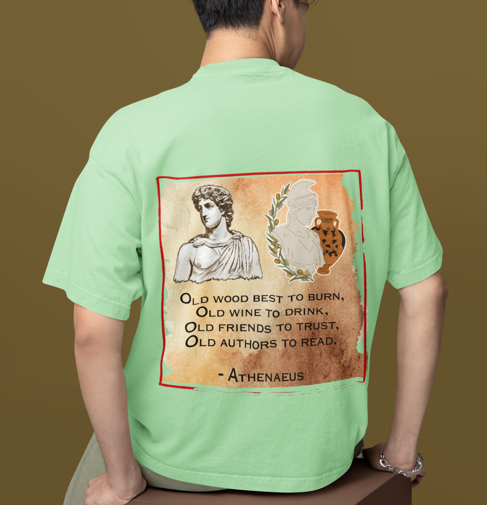 Athenaeus Quotes Back Printed Terry Oversized Tee for all-day comfort - Image 9
