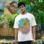 Holi Special White French Terry T-shirt for Unisex with all-day comfort