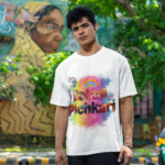Holi Special White French Terry T-shirt for Unisex with all-day comfort
