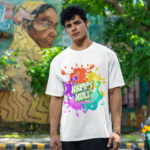 Holi Special White French Terry T-shirt for Unisex with all-day comfort