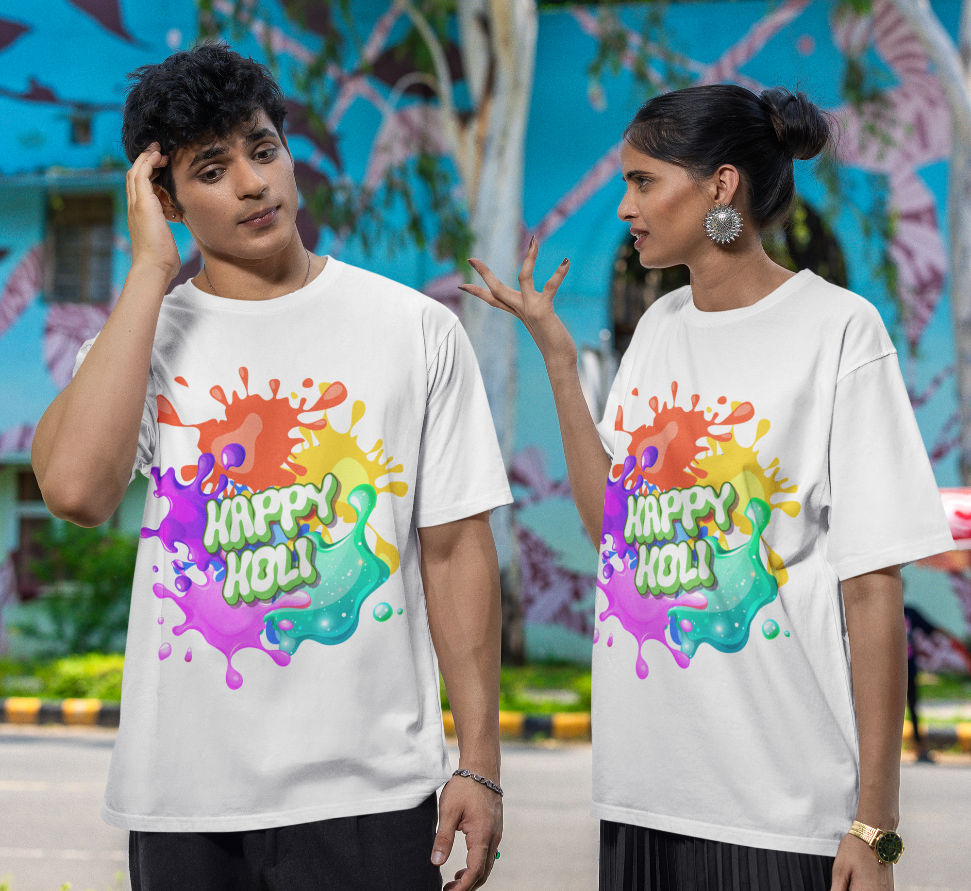 Combo Pack of 2 Holi Special oversized T-Shirts for all-day comfort