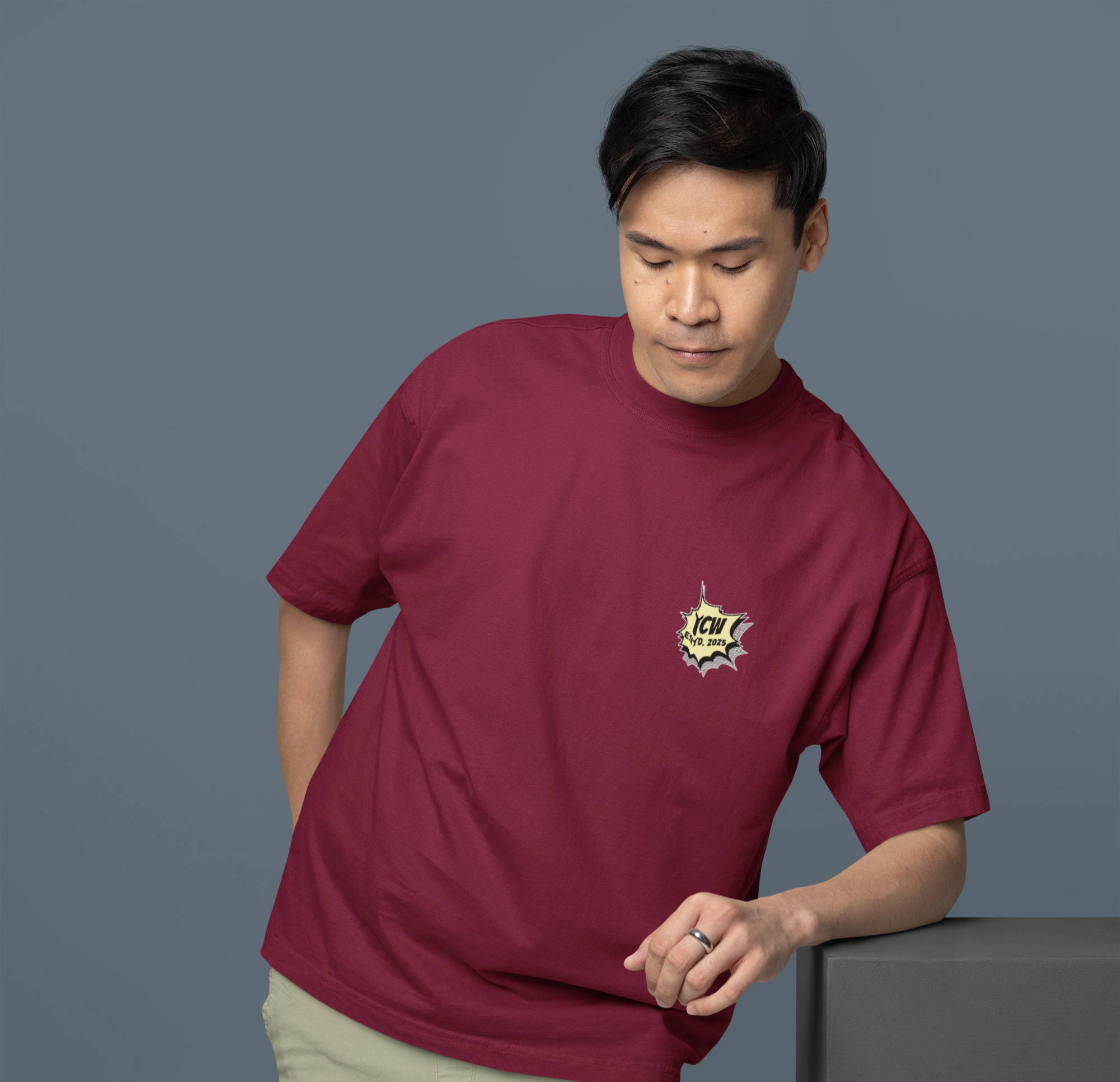 Men's Steve He Dialogue Terry Oversized Tee for all-day comfort - Image 8