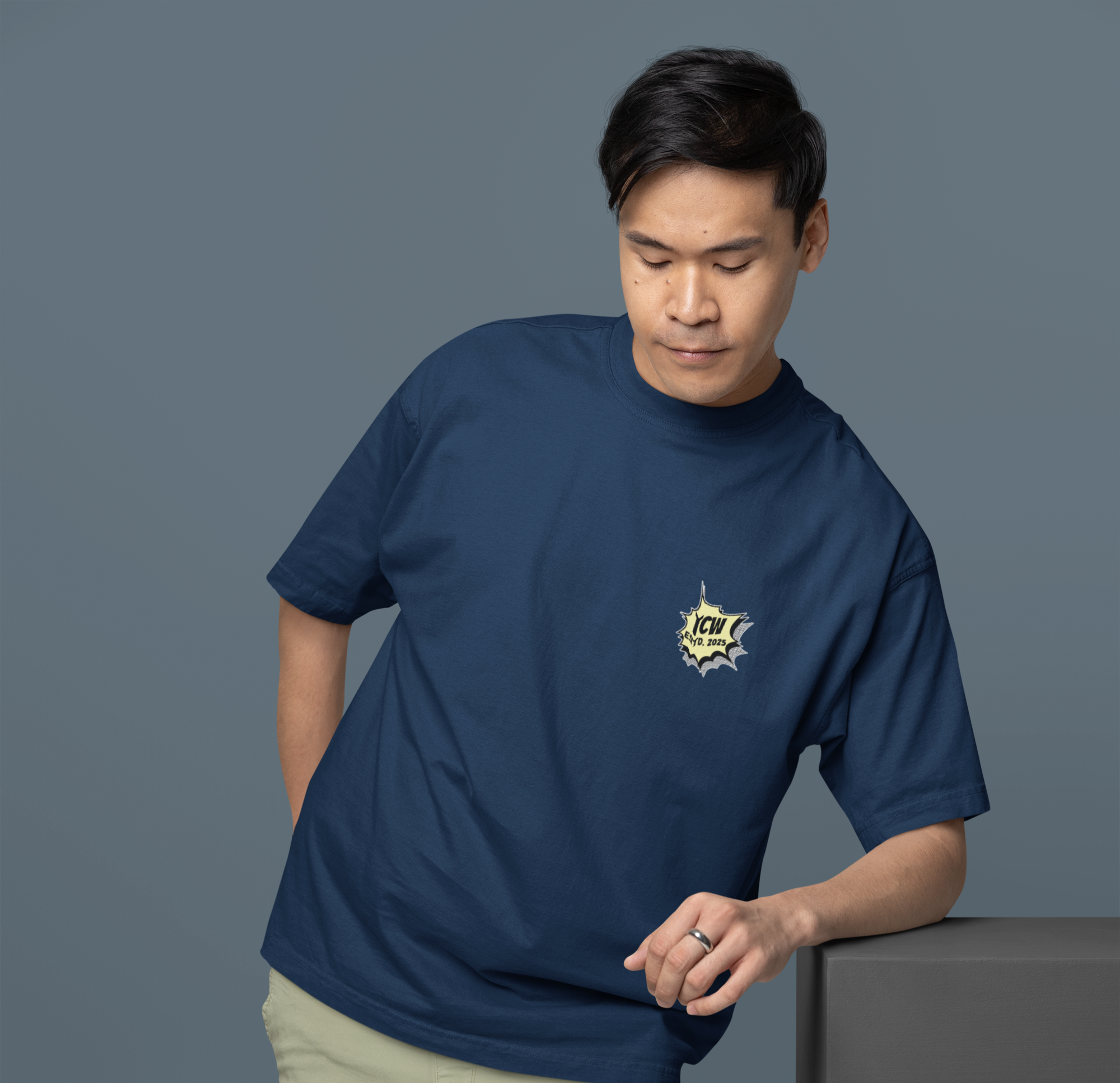 Men's Steve He Dialogue Terry Oversized Tee for all-day comfort - Image 4