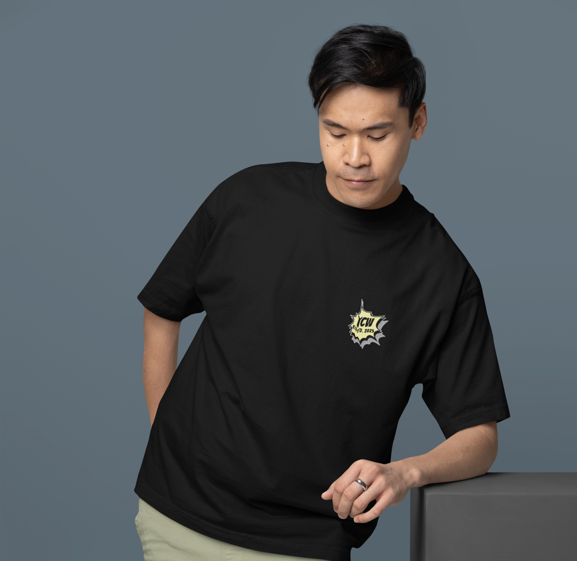 Men's Steve He Dialogue Terry Oversized Tee for all-day comfort - Image 2